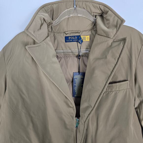 Polo Ralph Lauren Tan Water Repellent Belted Down Jacket Blazer Style Large New - Picture 6 of 13